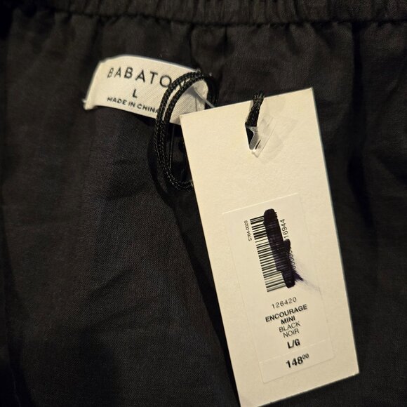 NWT Aritzia BABATON Encourage Poplin Black Mini Dress L - Picture 9 of 9